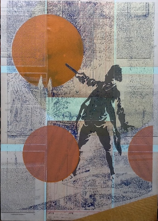 Harald Vlugt,zeefdruk op collage, gesigneerd verkocht voor € 75!