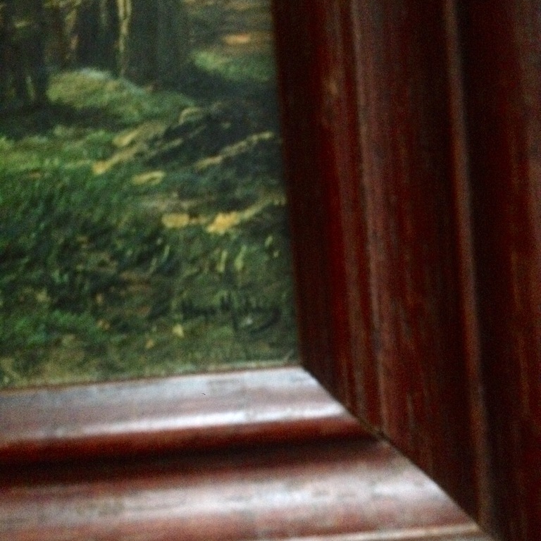 Klein schilderijtje van olieverf op linnen. Bostafreeltje gesigneerd kopen? Bied vanaf 650!