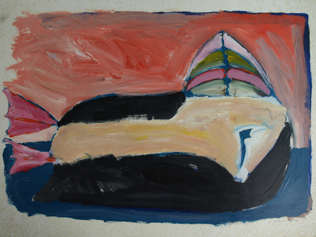 Cornelis Makkink : Olieverf op papier, Papegaaiduiker – gesigneerd - 1983 kopen? Bied vanaf 1!