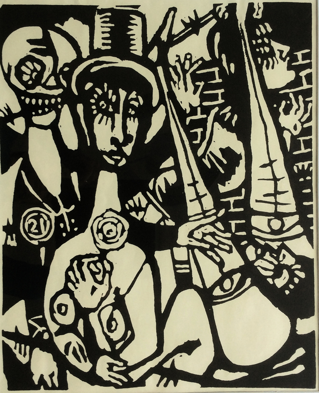 Aad de Haas - De Dood en het Meisje - linodruk (groot) verkocht voor € 100!