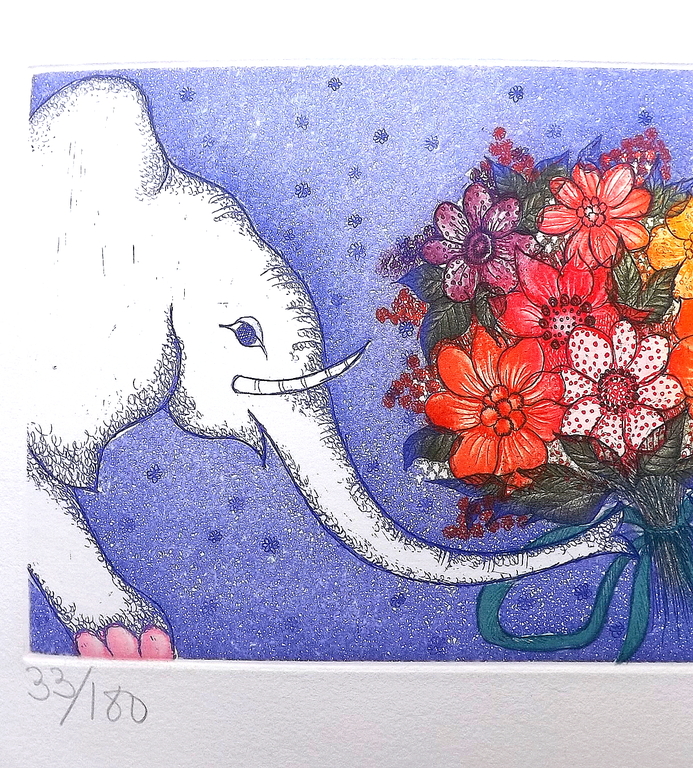 Francoise Deberdt - gesigneerde kleuren ets - La Noche - ca 1970 kopen? Bied vanaf 1!