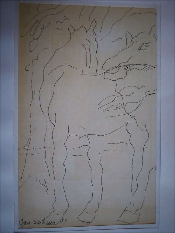 Originele Oostind. Inkttekening "Paarden" van Amsterdamse express. Jan Sierhuis  kopen? Bied vanaf 1!