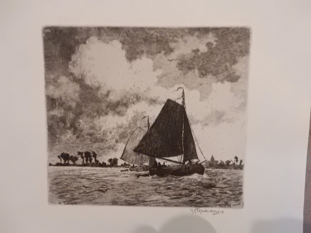 Hendrikus Roodenburg, ets, Tjalken op de Rijn.r.o. gesigneerd. kopen? Bied vanaf 75!