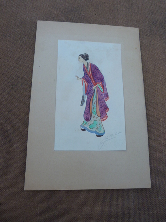 Gesigneerde aquarel - vrouw in kimono. kopen? Bied vanaf 1!