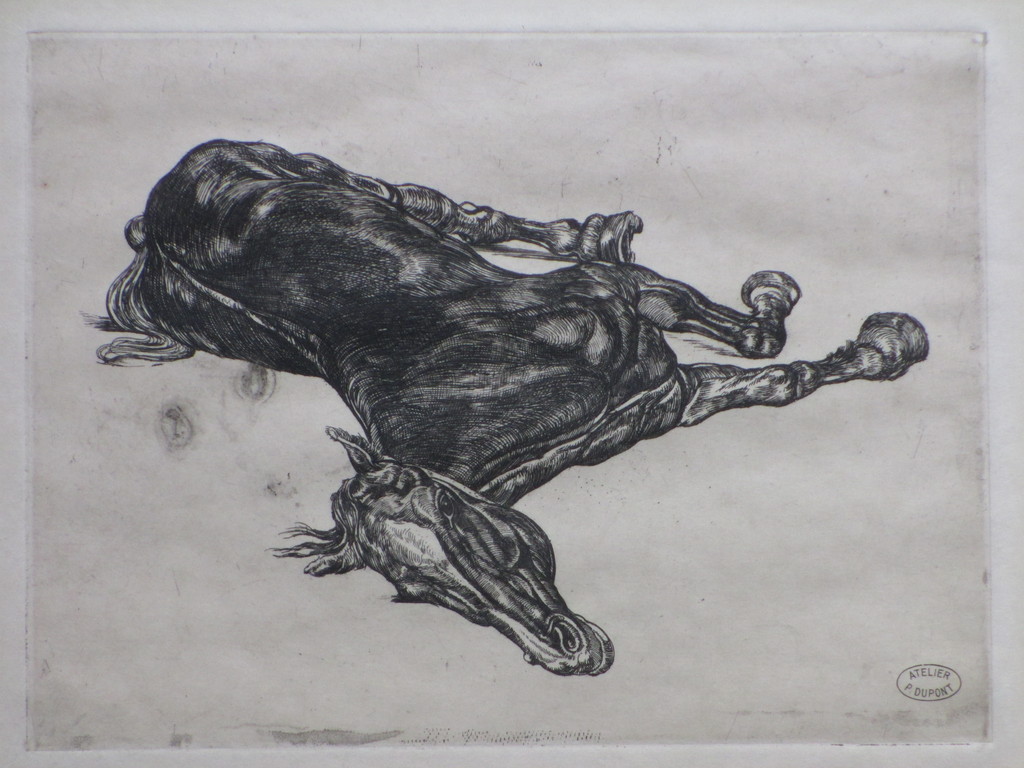 Pieter Dupont, Het doode paard, Ets op koper verkocht voor € 60!