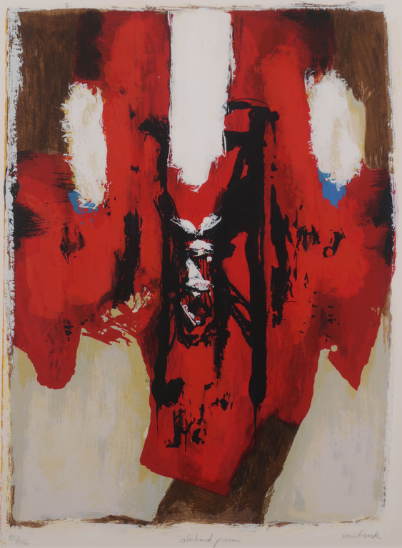 Hans Vanhorck: Zeefdruk, Abstract poem - Ingelijst kopen? Bied vanaf 35!