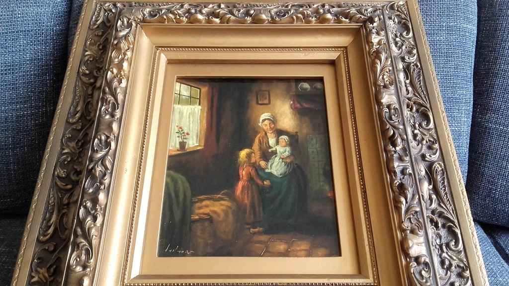 Interieur - olieverf op paneel - onduidelijk gesigneerd kopen? Bied vanaf 125!