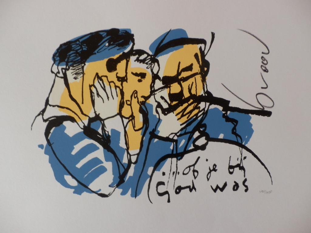 HERMAN BROOD  HANDGESIGNEERDE En Gelimiteerde ZEEFDRUK  OF JE BIJ GOD WAS verkocht voor € 125!