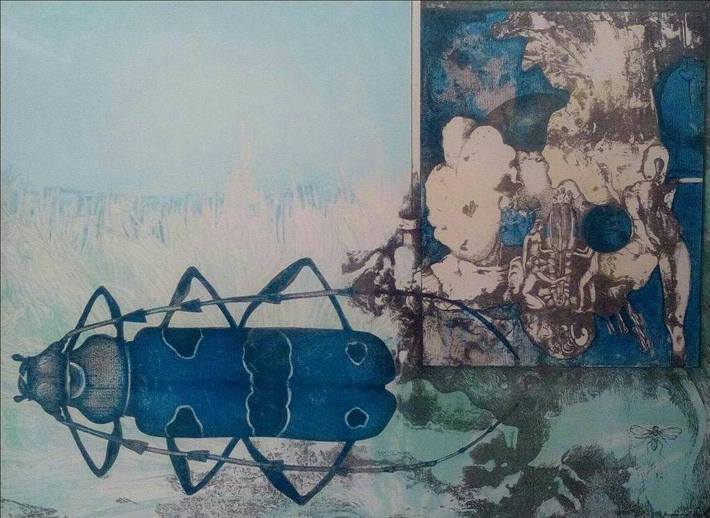 LAATSTE KEER: Georg Hadeler, ingelijste litho 'Blauwe tor', épreuve d'artiste verkocht voor € 45!