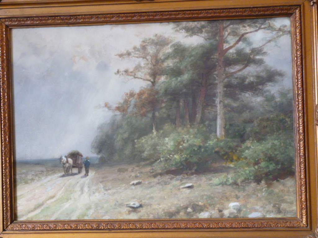 Piet Schipperus - aquarel - Boer met kar op landweg verkocht voor € 295!