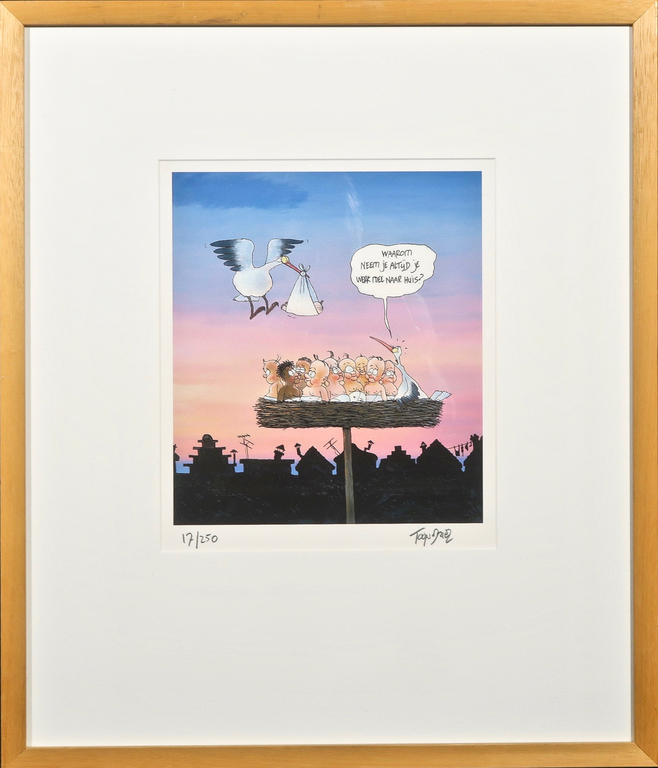 Toon van Driel: Giclee, Ooievaar - Ingelijst kopen? Bied vanaf 35!