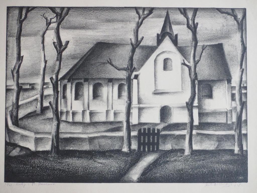 Aart van Dobbenburgh, Kerkje in St Pancras, Litho 1927 verkocht voor € 80!
