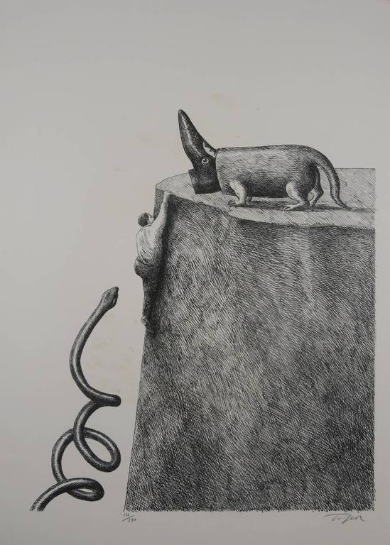 Roland Topor: Litho, Slang verkocht voor € 41!