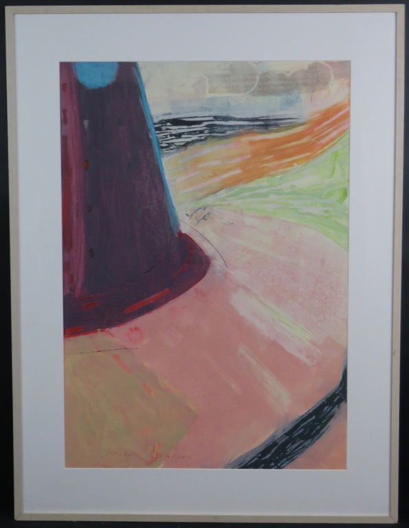 Xandra Donders: Gouache, Vuurtoren III -Ingelijst (groot) verkocht voor € 100!