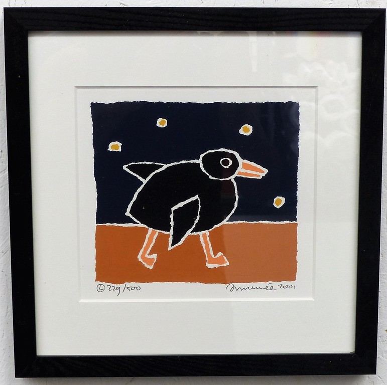 Hans Innemee,Zeefdruk op papier , ingelijst, Titel Duck,Handgesigneerd verkocht voor € 50!