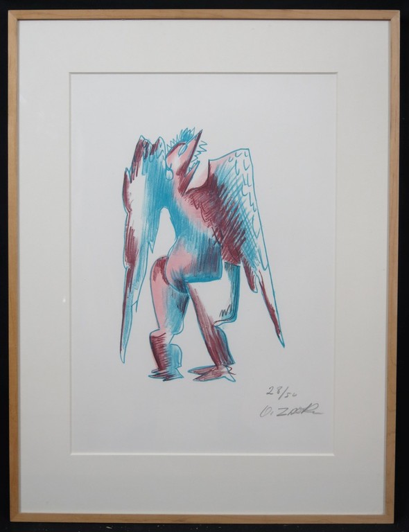 Ossip Zadkine: Litho, Portrait de l'Oiseau-Qui-N'Existe-Pas - Ingelijst verkocht voor € 250!