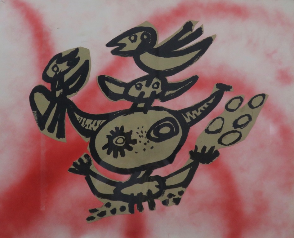 Anton Rooskens: Collage op papier, Compositie Vogelman - Ingelijst (Groot) kopen? Bied vanaf 1!