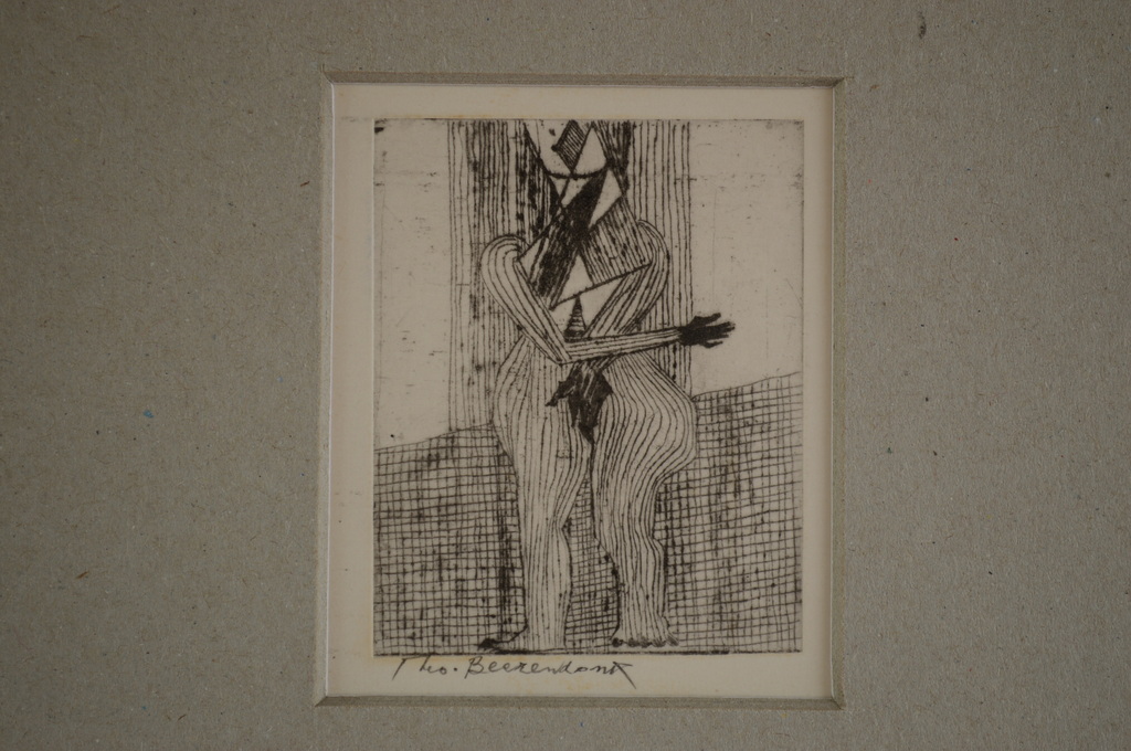 Theo Beerendonk - ets, 7 x 12 ca. 1970 - frontaal naakt  kopen? Bied vanaf 35!