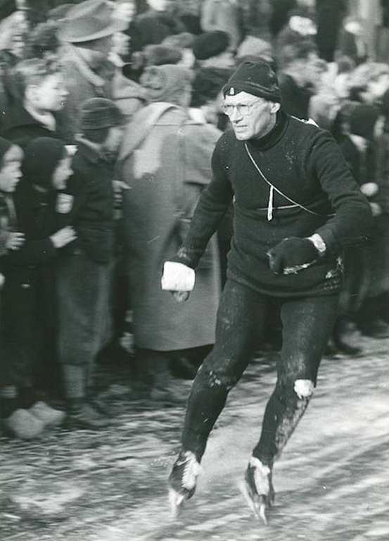 Kees Scherer ( 1920 - 1993 ) - Vintageprint - Elfstedentocht, 1956 verkocht voor € 50!