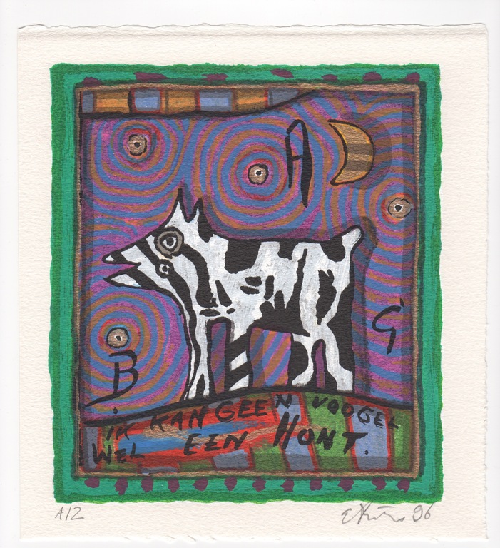 Eric Toebosch - Eric Toebosch, zeefdruk, 'Ik kan geen voogel, wel een hont', 1996 kopen? Bied vanaf 49!