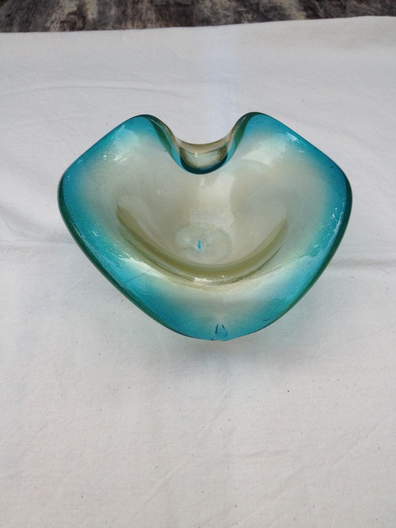 Murano Barovier & Toso Turqoise asbak met goud folie kopen? Bied vanaf 12!