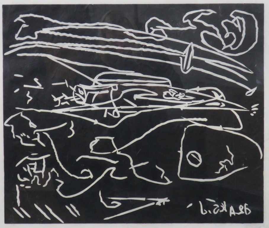 Wim Izaks: Lino op geschept papier, Vrede - Ingelijst (Groot) kopen? Bied vanaf 20!