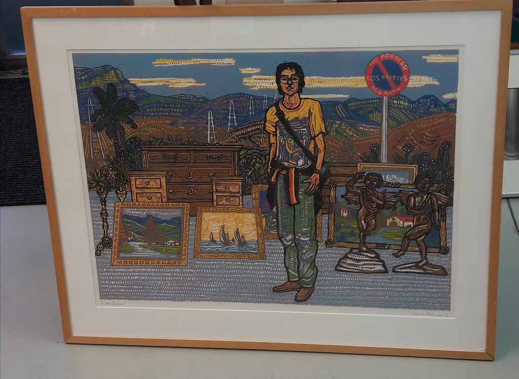 O de Kroon, Linosnede op papier,  in oplage  verkocht voor € 75!