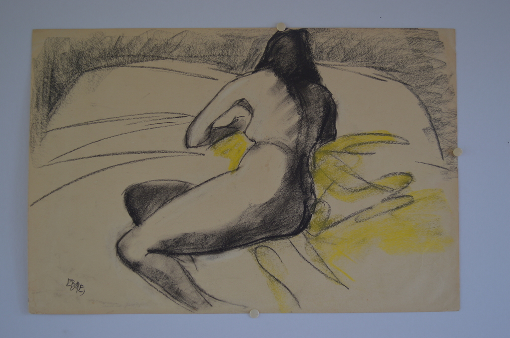Doeve,Eppo (1907 Bandung - 1981 Amsterdam ) Naakt zwart/geel krijt z.j. kopen? Bied vanaf 95!