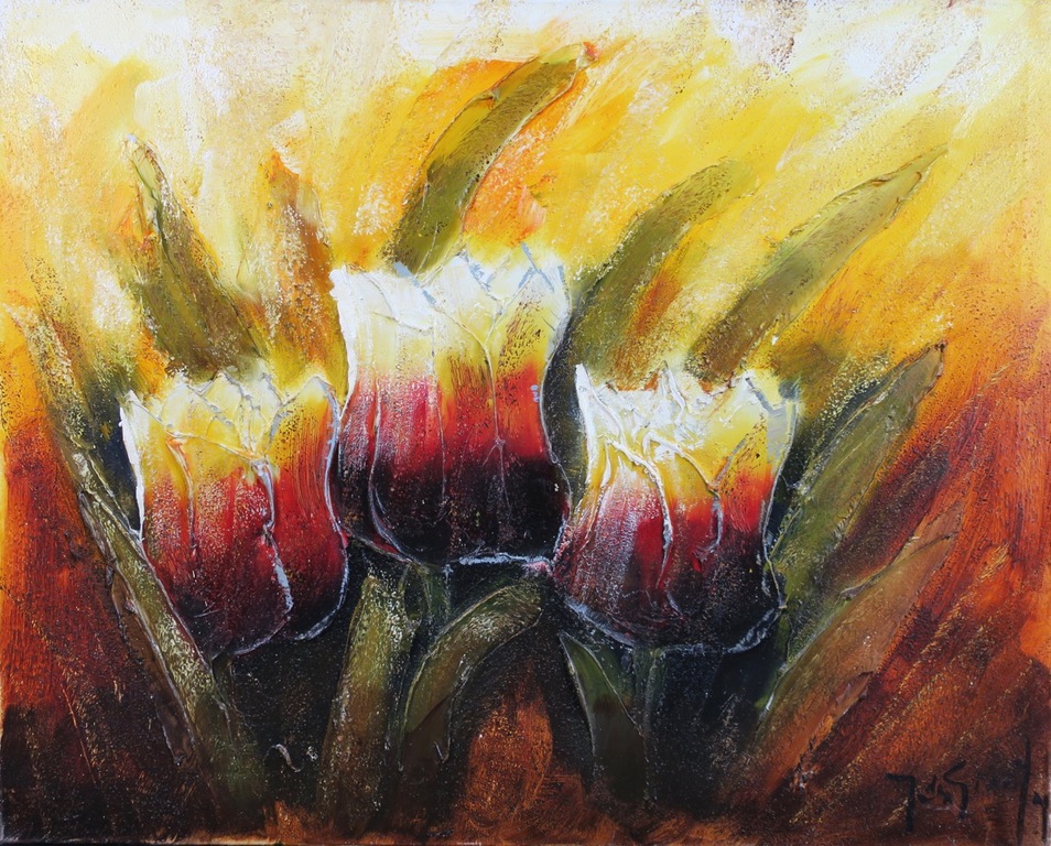 Jochem de Graaf: Olieverf op doek, Tulpen kopen? Bied vanaf 1!