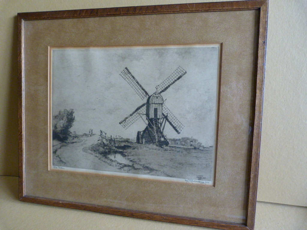 Wipmolen aan het Maredijkje, Leiden  -  ets. kopen? Bied vanaf 45!