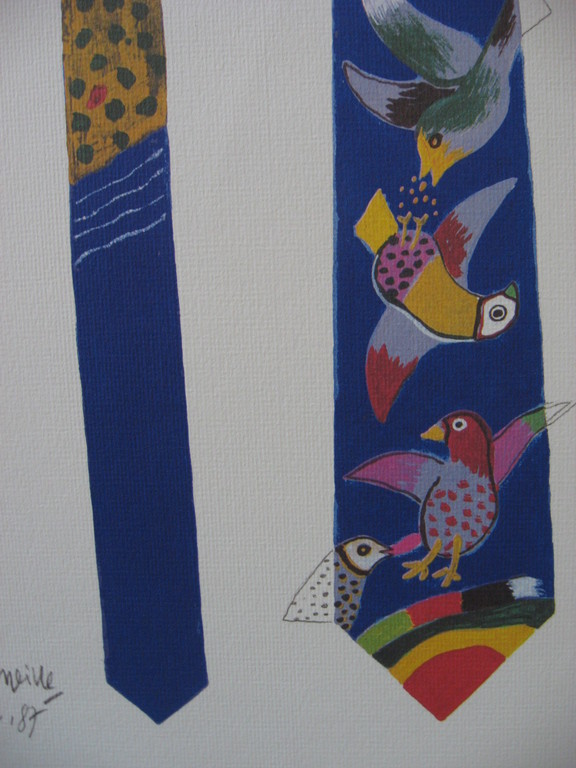 Corneille: Kleurenlitho, Stropdas Society Shop, 1987 kopen? Bied vanaf 35!
