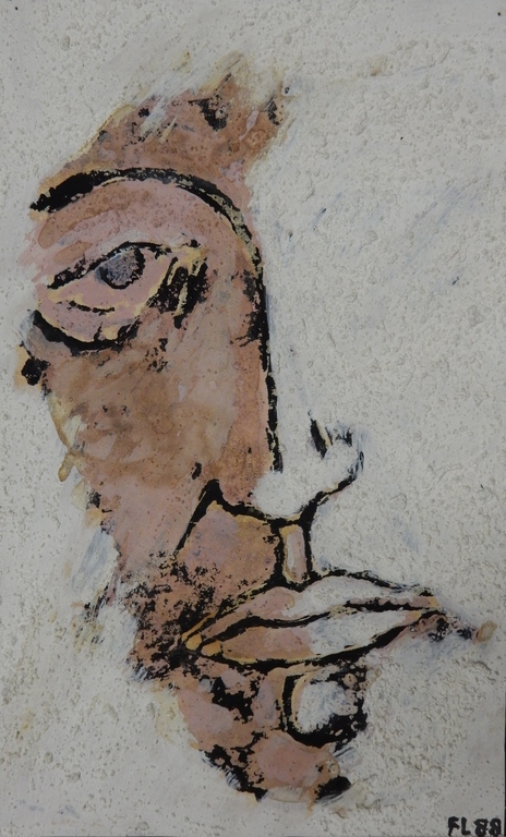 Frank Lodeizen (1931-2013) - Gouache en materie op papier - 1988 verkocht voor € 150!