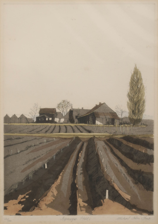 Michael John Hunt: Ets en Aquatint, Asparagus field - Ingelijst kopen? Bied vanaf 1!