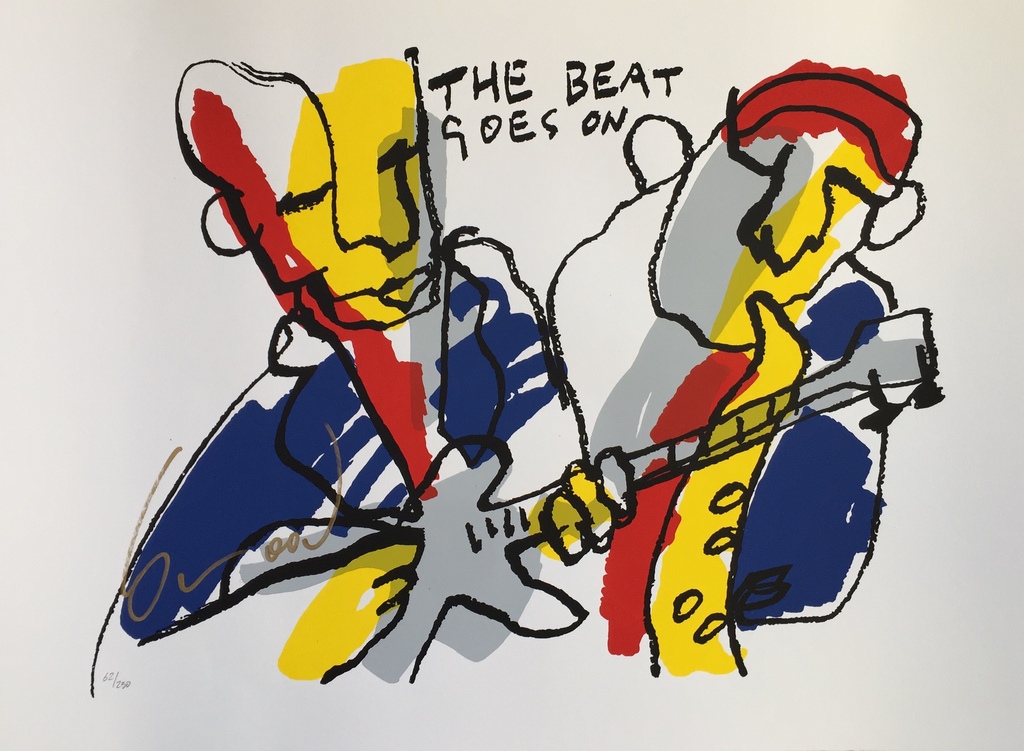 Herman Brood - The Beat Goes On 1 - Originele hand gesigneerde zeefdruk verkocht voor € 80!