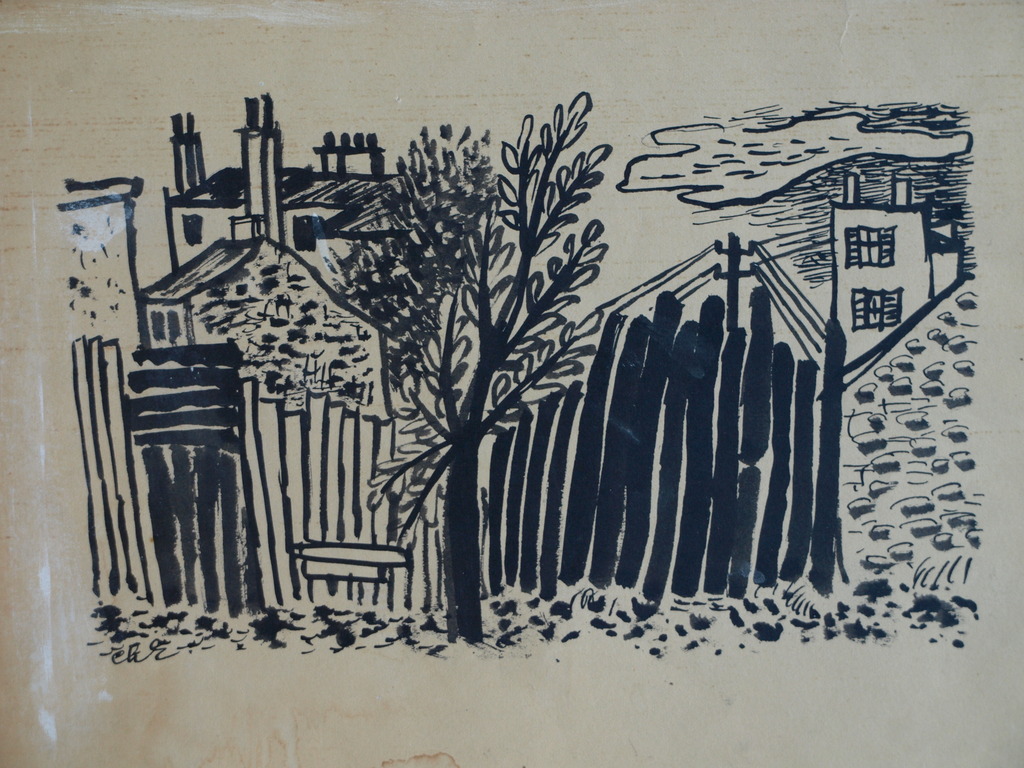 Charles Eyck : Tekening , Huizen – gesigneerd – ca 1935 kopen? Bied vanaf 1!