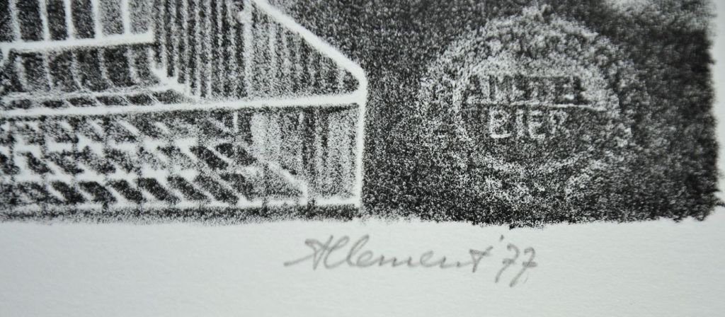 Lithografie Marktkraam van onbekende kunstenaar 'Clement'(?) kopen? Bied vanaf 1!