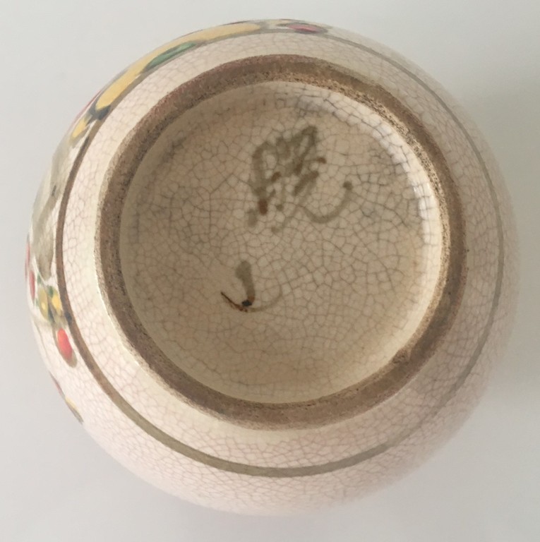 Art Nouveau hand beschilderd aardewerken craquele vaasje kopen? Bied vanaf 32!