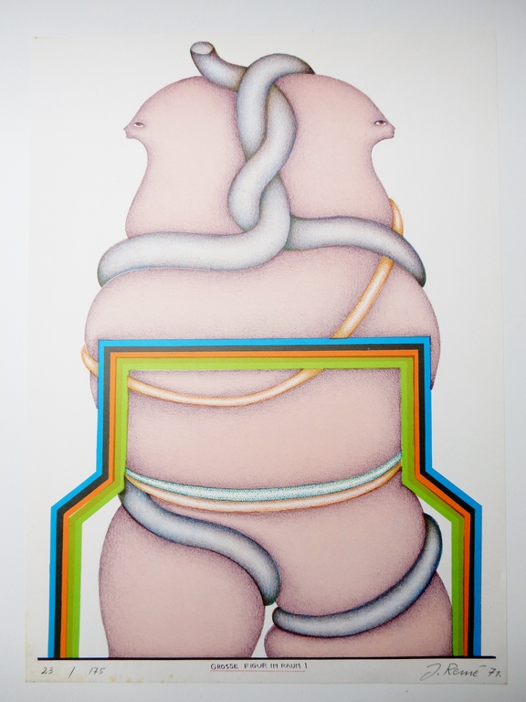 Jörg Remé - zeefdruk uit 1971 - Grosse Figur Im Raum I - gesigneerd kopen? Bied vanaf 1!