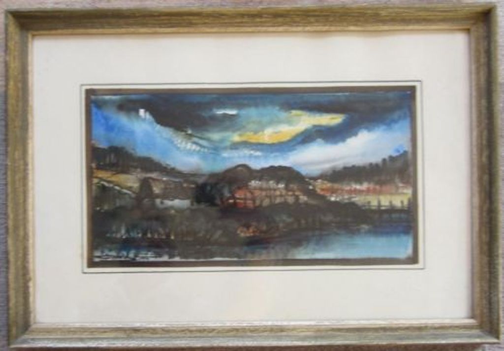 Jacques Mels 1899-1974= Limburgs landschap uit 1944= aquarel kopen? Bied vanaf 50!