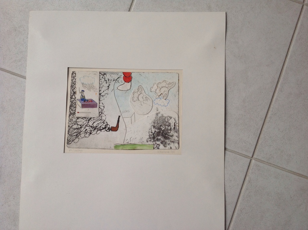 W. Monna: kleur ets / collage , 1972 kopen? Bied vanaf 1!
