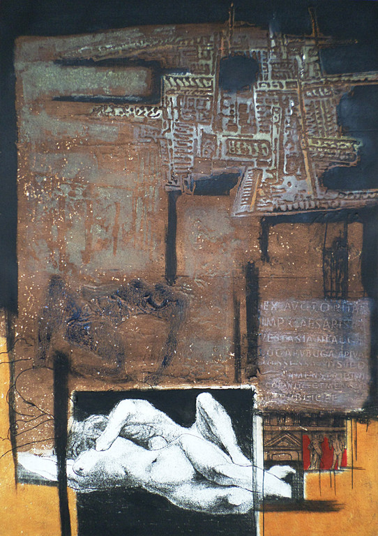 Ru van Rossem - Verloren wereld (Pompei), aquatint ets met reliëfdruk verkocht voor € 175!