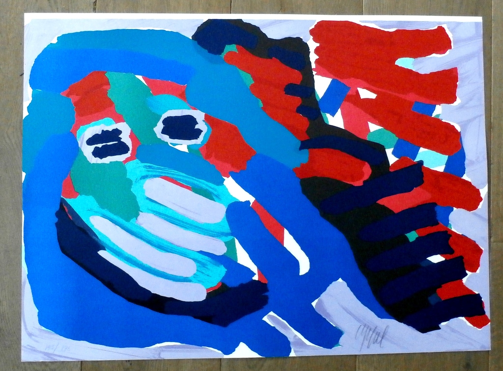 Karel Appel - litho: Another blue head again - 1978 kopen? Bied vanaf 499!