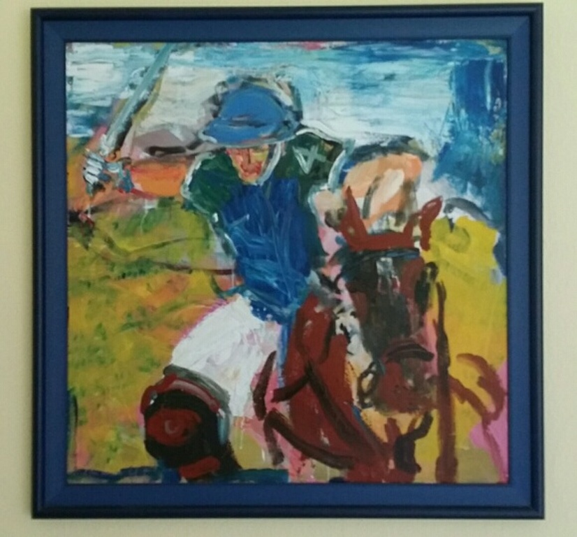 Onbekend. Acryl op doek. Polospeler. kopen? Bied vanaf 59!