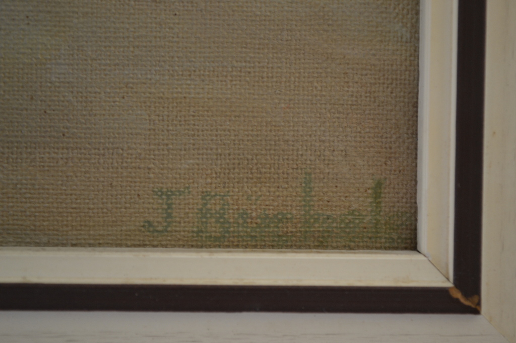 Onbekende kunstenaar (20ste eeuw): olieverf op doek, stilleven van 3 bloempotten kopen? Bied vanaf 1!