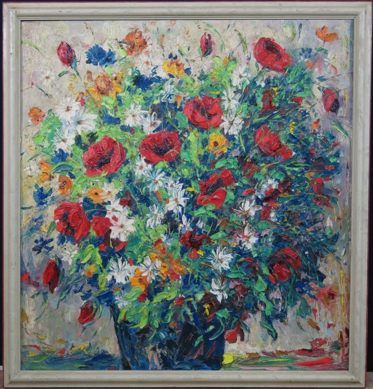 Peter van den Braken: Olieverf op doek, Veldbloemen - Ingelijst (groot) kopen? Bied vanaf 400!