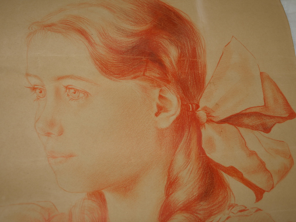 Portret meisje – Tekening – Gesigneerd – 1936 - Ingelijst  40 x 50 cm kopen? Bied vanaf 1!
