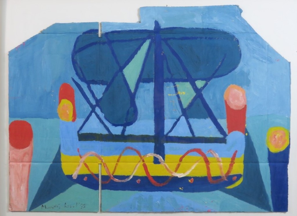 Meertje Kaal: Gemengde techniek op karton, Odysseus boot - Ingelijst kopen? Bied vanaf 35!