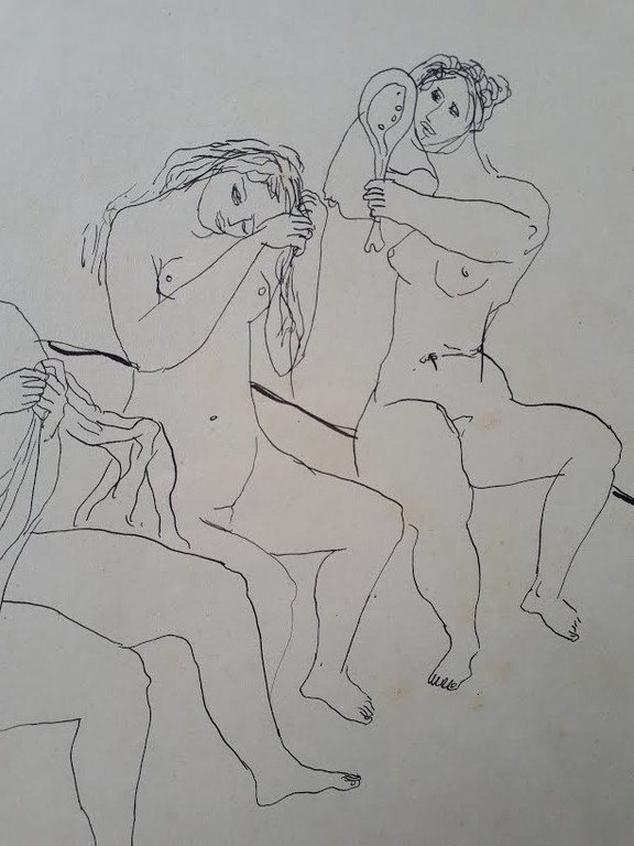 Lucebert CoBrA tekening 1948, drie gratiÃ«n, gesigneerd en gedateerd kopen? Bied vanaf 600!