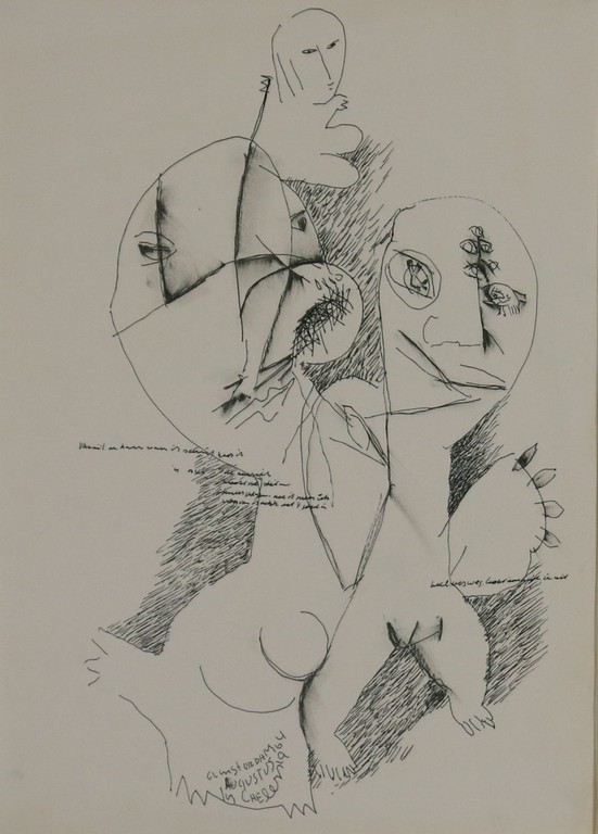 Jos Caelen: Inkt tekening, abstracte compositie kopen? Bied vanaf 1!