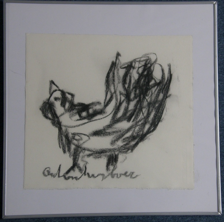 Anton Heyboer: Twee houtskoolkippen met Certificaat van Echtheid kopen? Bied vanaf 195!